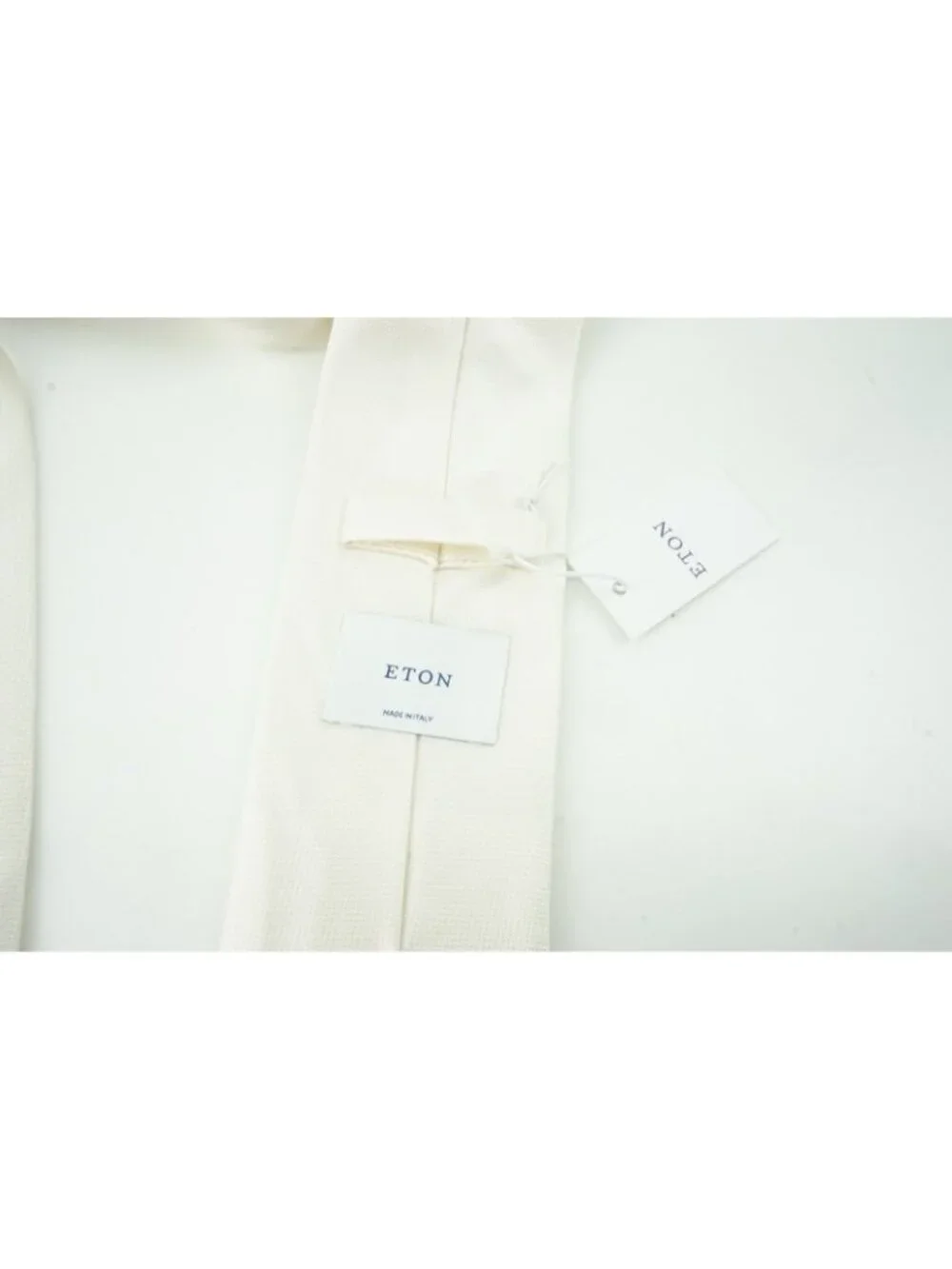 Eton Eggshell White Herringbone 100% Silk Tie Brand New With Tags